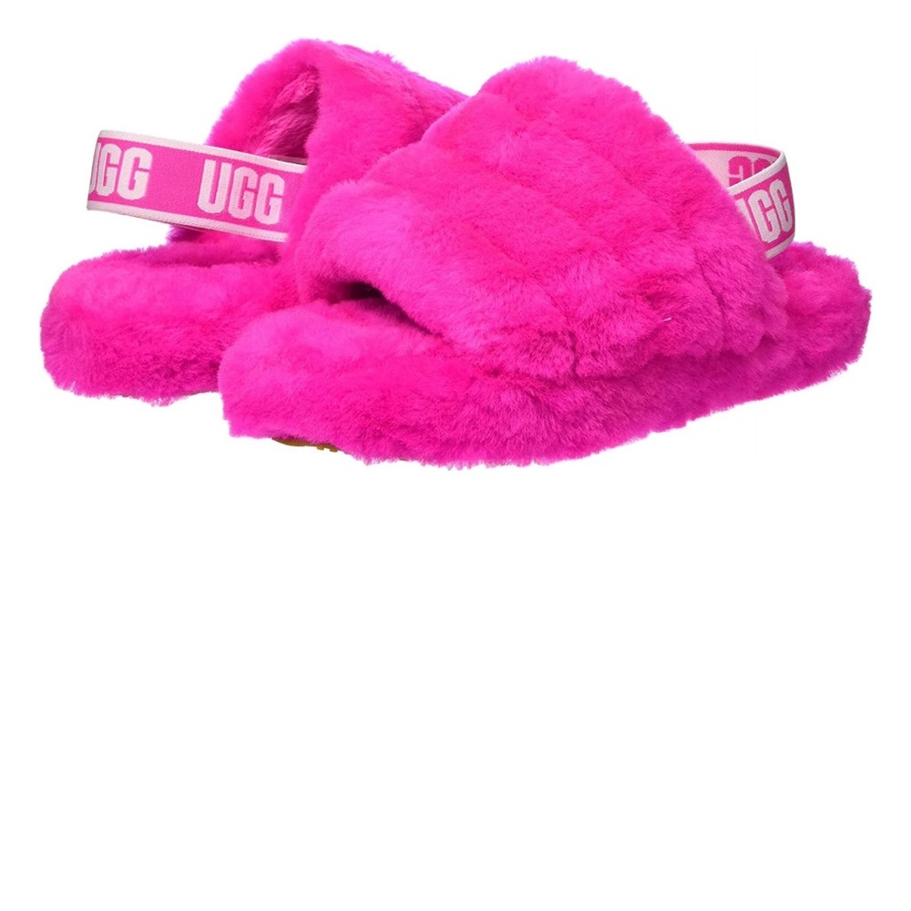 UGG Fluff Yeah Slide Big Kid slippers 
Big kid size 6 = women’s size 7.5.
